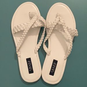Chaps braided white flip flops - new!
